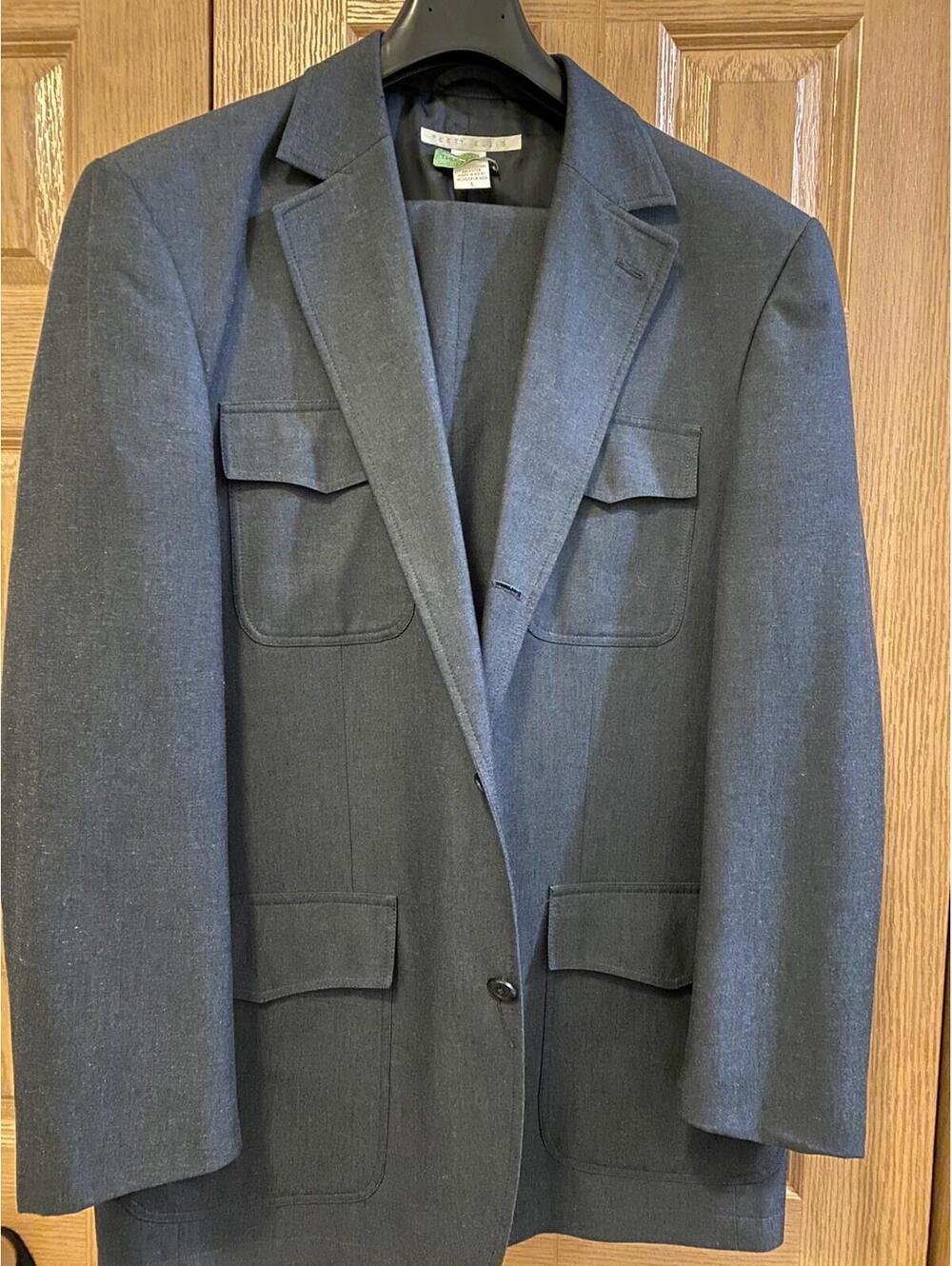Perry Ellis Set Men’s Gray Suit Sz:L Chest: 42 Pants 36/30